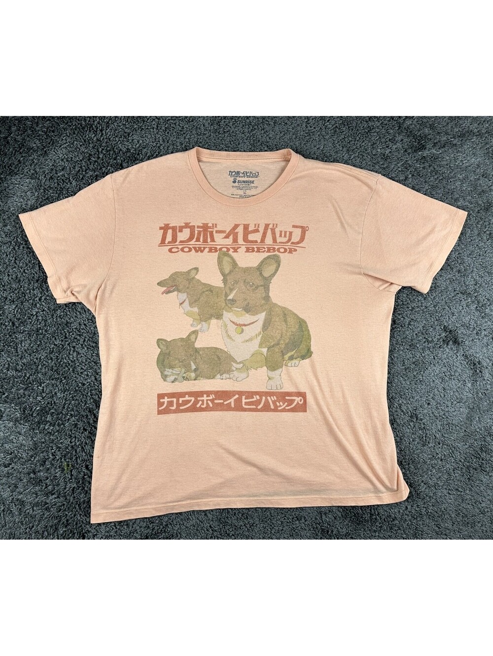 Cowboy Bebop Ein Corgi Mens XL Peach Graphic T-Shirt Anime Funimation